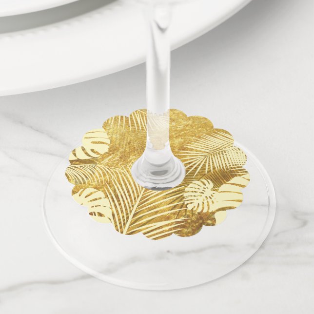 Etiqueta Para Taça De Vinho Folhas 8 (Close Up)