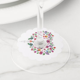 Etiqueta Para Taça De Vinho Forma de Coração Floral