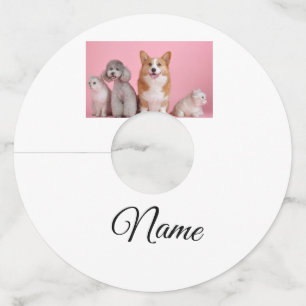 Etiqueta Para Taça De Vinho Foto personalizada de animal colorido simples adic