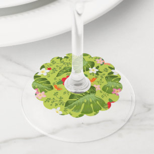 Etiqueta Para Taça De Vinho Fundo das Flores Tropicais 5