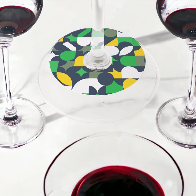 Etiqueta Para Taça De Vinho Geo Retro (Criador carregado)