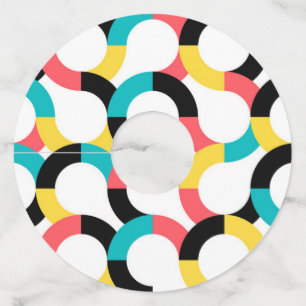 Etiqueta Para Taça De Vinho Geométrica moderna, colorida, alegre, divertida