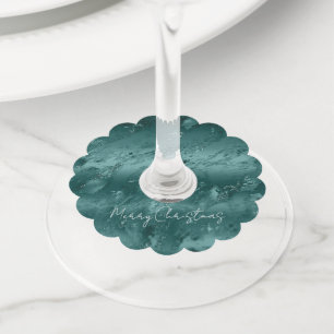 Etiqueta Para Taça De Vinho Glitzy Emerald Green Ombre Marble