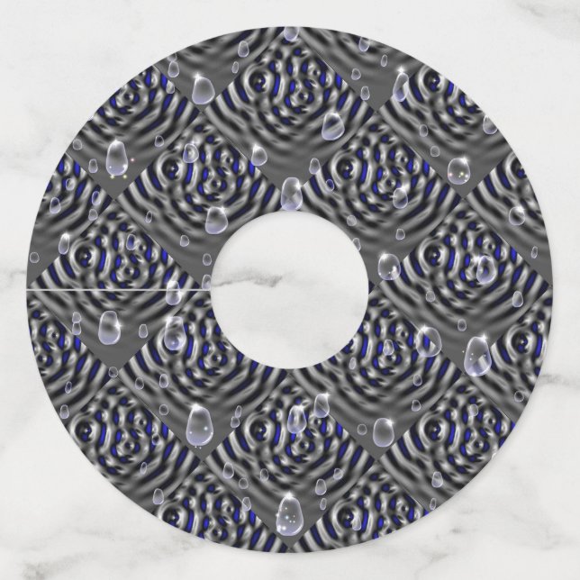 Etiqueta Para Taça De Vinho Gotículas de chuva no metal (Frente)