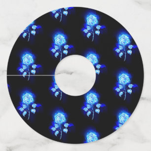 Etiqueta Para Taça De Vinho Gravação de Rosa Azul