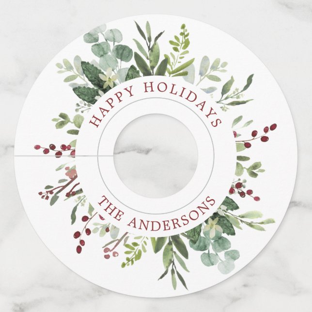 Etiqueta Para Taça De Vinho Greenery Red Berries Foliday (Frente)