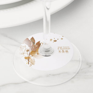 Etiqueta Para Taça De Vinho ID655 do casamento do outono do Ouro