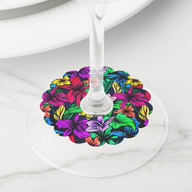 Etiqueta Para Taça De Vinho Impressão havaiano (Close Up)