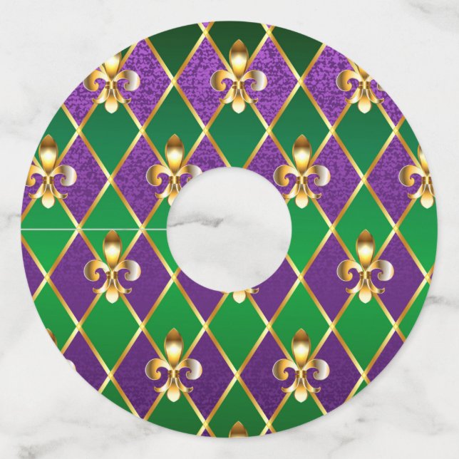 Etiqueta Para Taça De Vinho Jewelry Background Mardi Gras (Frente)