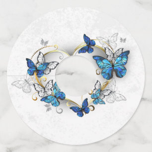 Etiqueta Para Taça De Vinho Jewelry Heart with Butterflies Morpho