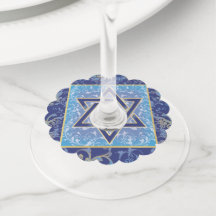 Judaica Estrela Judaica de David Wine Charm Blue