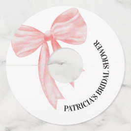 Etiqueta Para Taça De Vinho Laço Rosa Rubor Ela Está Casando Chá de Noiva