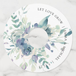 Etiqueta Para Taça De Vinho Lavanda Mint Watercolor Vinho Floral Tela De Vidro