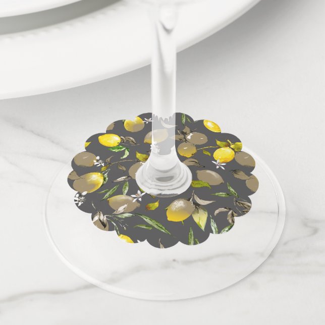 Etiqueta Para Taça De Vinho Limões de aquarela 34 (Close Up)