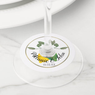 Etiqueta Para Taça De Vinho Logotipo de Limão Lima em Aquarela em Folha - Nome