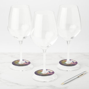 Etiqueta Para Taça De Vinho Lua Negra Colorida Crescente Gato