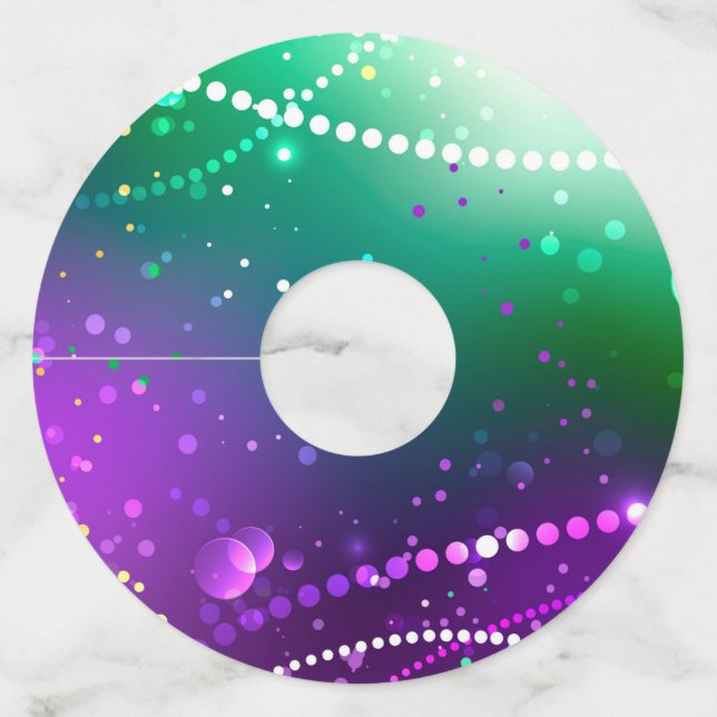 Etiqueta Para Taça De Vinho Mardi Gras Festivo Purple Background (Frente)