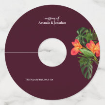 Mínima Tag de Vidro de Casamento de Elegância Mode