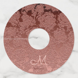 Etiqueta Para Taça De Vinho Monograma de Recepção Elegante Dourada de rosa