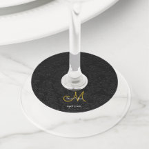 Monograma Dourado Simples de Casamento Branco-Pret