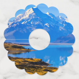 Etiqueta Para Taça De Vinho Monte Cook sobre o lago Pukaki, NZ