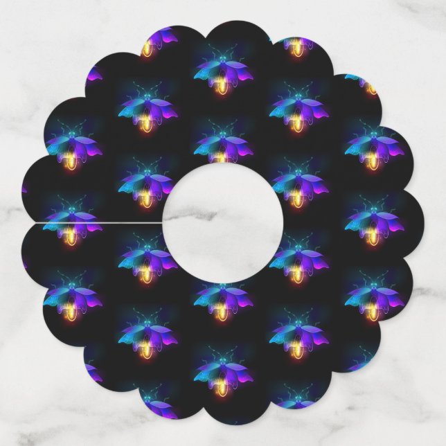 Etiqueta Para Taça De Vinho Neon Firefly a preto (Frente)