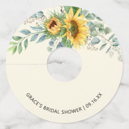 Etiqueta Para Taça De Vinho Noiva Girassol Eucalipto Verde Festa de Chá