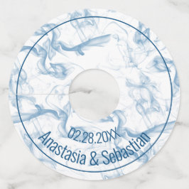Etiqueta Para Taça De Vinho Nome Data Casamento Fumaça Azul