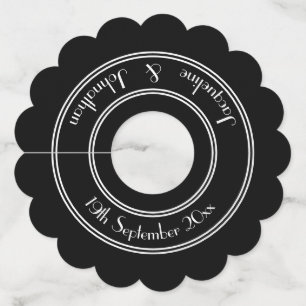 Etiqueta Para Taça De Vinho Nomes Personalizados Clássicos De Preto E Branco