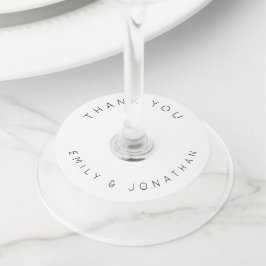 Etiqueta Para Taça De Vinho Nomes Simples Obrigado Texto Casamento Branco