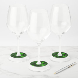Etiqueta Para Taça De Vinho Onda Espiral Verde Escuro e Lima