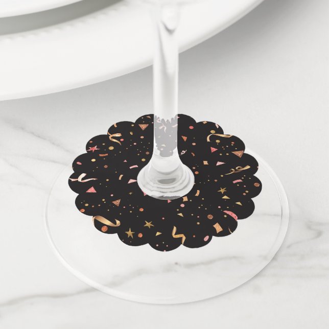 Etiqueta Para Taça De Vinho Ornamentos Celebratórios 2 (Close Up)