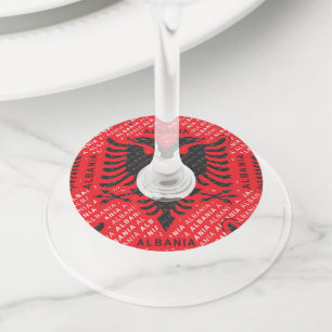 Etiqueta Para Taça De Vinho Padrão de bandeira albanês 2