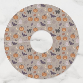Etiqueta Para Taça De Vinho Padrão fofo de Halloween 