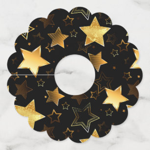 Etiqueta Para Taça De Vinho Padrão sem costura com estrelas de Ouro