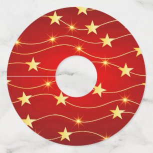 Etiqueta Para Taça De Vinho Padrão Vermelho Ruby Adorcido da Estrela