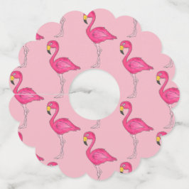 Etiqueta Para Taça De Vinho Pássaro Tropical do Paraíso Flamingo Rosa