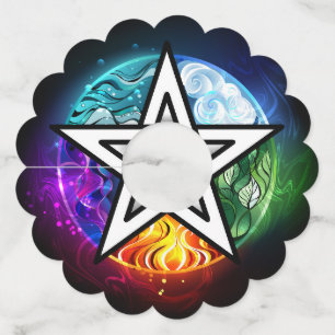 Etiqueta Para Taça De Vinho Pentagrama do Wiccan