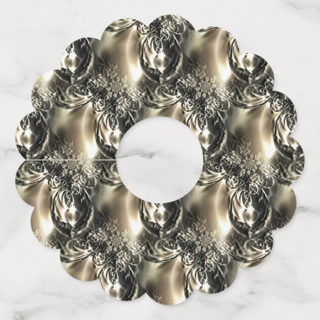 Etiqueta Para Taça De Vinho Pérolas Douradas (Frente)