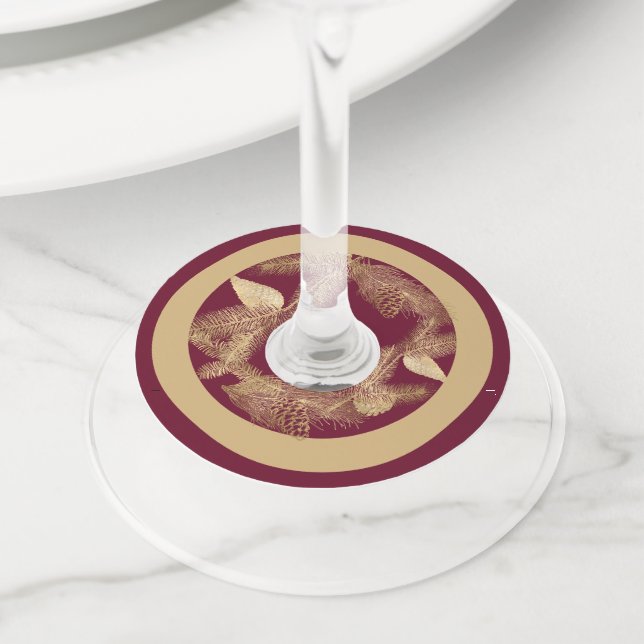 Etiqueta Para Taça De Vinho Pine de inverno Natal (Close Up)