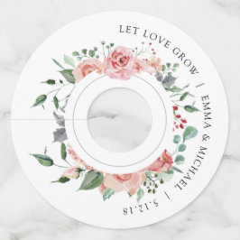 Etiqueta Para Taça De Vinho Pintura Floral em Aquarela Vintage