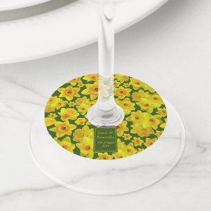 Etiqueta Para Taça De Vinho Primavera Amarelo Daffodil - Casamento