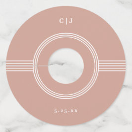 Etiqueta Para Taça De Vinho Quadro Elegante | Terracotta Monograma Casamento