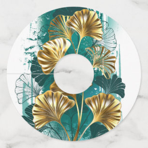 Etiqueta Para Taça De Vinho Ramificação com Ouro deixa Ginko Biloba