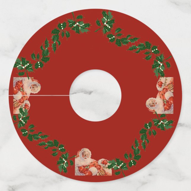 Etiqueta Para Taça De Vinho Santas Sleigh Ride (Frente)