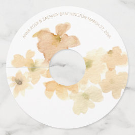 Etiqueta Para Taça De Vinho *~* Suave Bege de Pêssego Abstrato Floral em Aquar