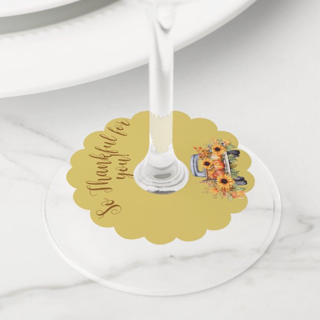 Etiqueta Para Taça De Vinho "Tão grato por você!" (Close Up)