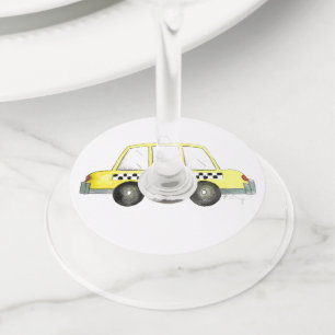 Etiqueta Para Taça De Vinho TÁXI! Cabina amarela Nova Iorque NYC marcada