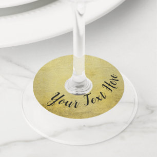 Etiqueta Para Taça De Vinho Textura romântica do Ouro elegante com script pret