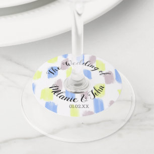 Etiqueta Para Taça De Vinho Traços de Pincel Aquarela Casamento - Nome do Casa